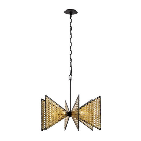 Varaluz Machina 6 Light Chandelier Matte Blac Model: 379C06MBS