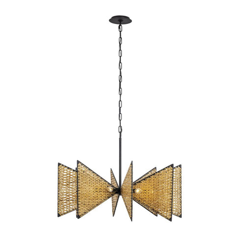 Varaluz Machina 8 Light Chandelier Matte Blac Model: 379C08MBS