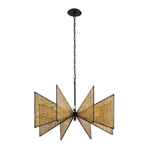 Varaluz Machina 8 Light Chandelier Matte Blac Model: 379C08MBS