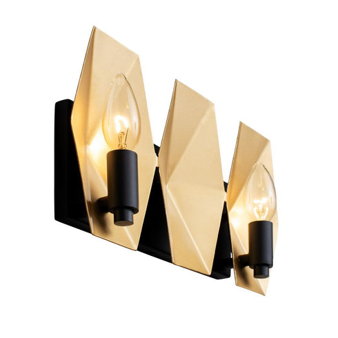 Varaluz Malone 2 Light Bath Matte Blac French Gold Model: 361B02MBFG