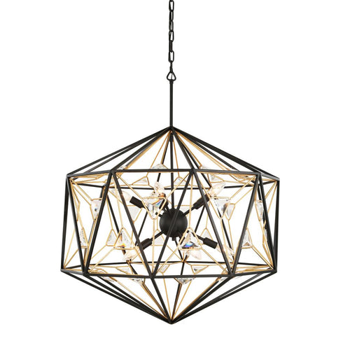 Varaluz Marcia 10 Light Pendnat Matte Blac French Model: 353P10MBFG