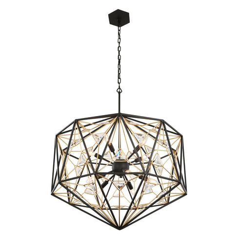 Varaluz Marcia 10 Light Pendnat Matte Blac French Model: 353P10MBFG