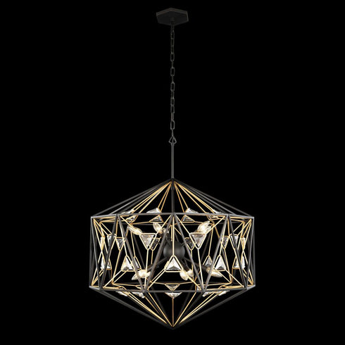 Varaluz Marcia 10 Light Pendnat Matte Blac French Model: 353P10MBFG