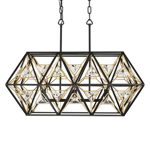 Varaluz Marcia 3 Light Linear Pendant Matte Blac Model: 353N03MBFG