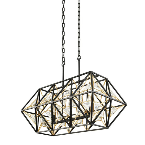 Varaluz Marcia 3 Light Linear Pendant Matte Blac Model: 353N03MBFG