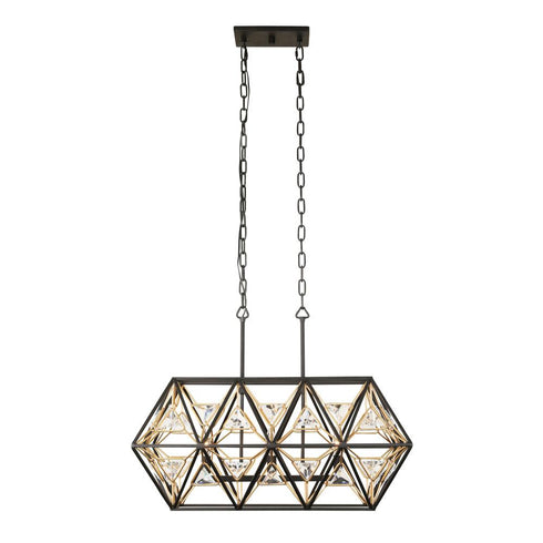 Varaluz Marcia 3 Light Linear Pendant Matte Blac Model: 353N03MBFG
