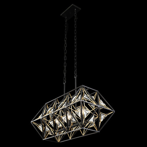 Varaluz Marcia 3 Light Linear Pendant Matte Blac Model: 353N03MBFG