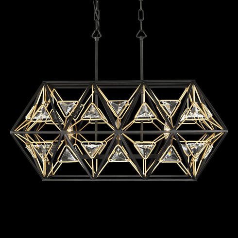 Varaluz Marcia 3 Light Linear Pendant Matte Blac Model: 353N03MBFG