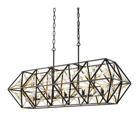 Varaluz Marcia 5 Light Linear Pendant Matte Blac Model: 353N05MBFG
