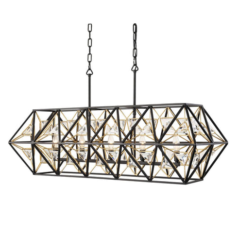 Varaluz Marcia 5 Light Linear Pendant Matte Blac Model: 353N05MBFG