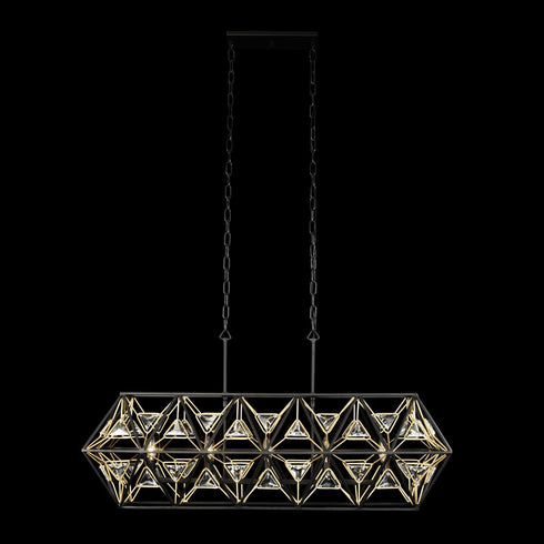 Varaluz Marcia 5 Light Linear Pendant Matte Blac Model: 353N05MBFG