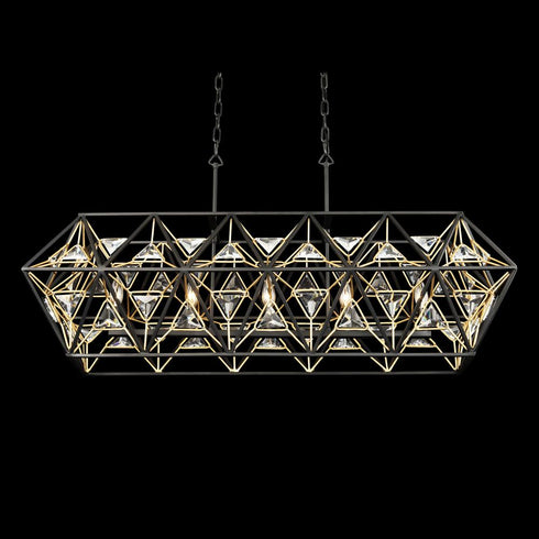 Varaluz Marcia 5 Light Linear Pendant Matte Blac Model: 353N05MBFG