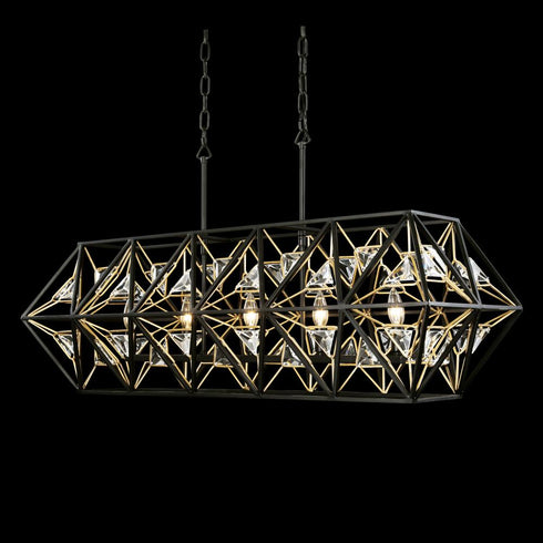 Varaluz Marcia 5 Light Linear Pendant Matte Blac Model: 353N05MBFG
