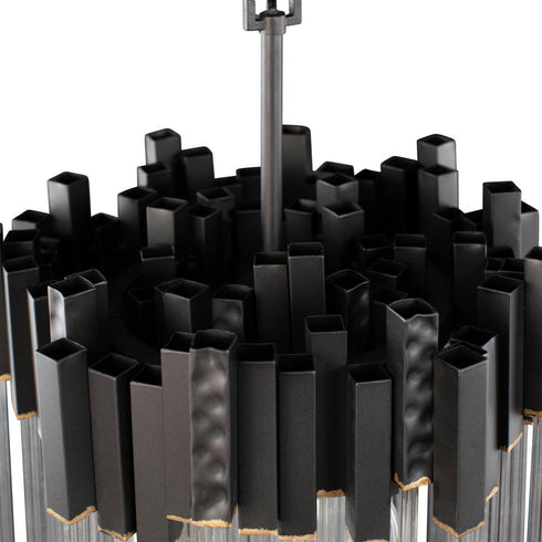 Varaluz Matrix 3 Light Pendant Matte Blac French Model: 309P03MBFG