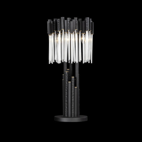 Varaluz Matrix 3 Light Table Lamp Matte Blac French Model: 309T03MBFG