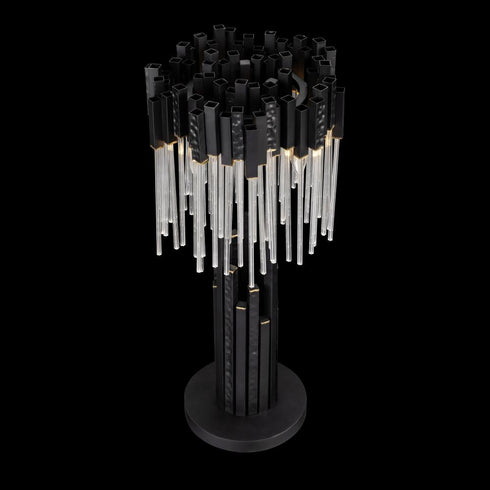 Varaluz Matrix 3 Light Table Lamp Matte Blac French Model: 309T03MBFG