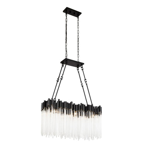 Varaluz Matrix 6 Light Linear Pendant Matte Blac Model: 309N06MBFG