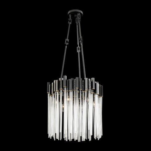 Varaluz Matrix 6 Light Pendant Matte Blac French Model: 309P06MBFG