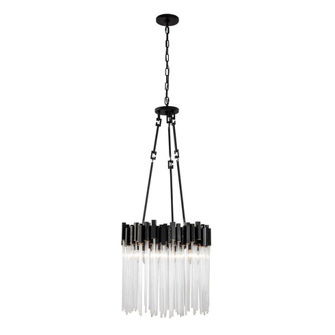 Varaluz Matrix 6 Light Pendant Matte Blac French Model: 309P06MBFG