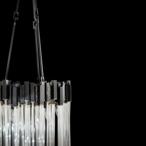 Varaluz Matrix 6 Light Pendant Matte Blac French Model: 309P06MBFG
