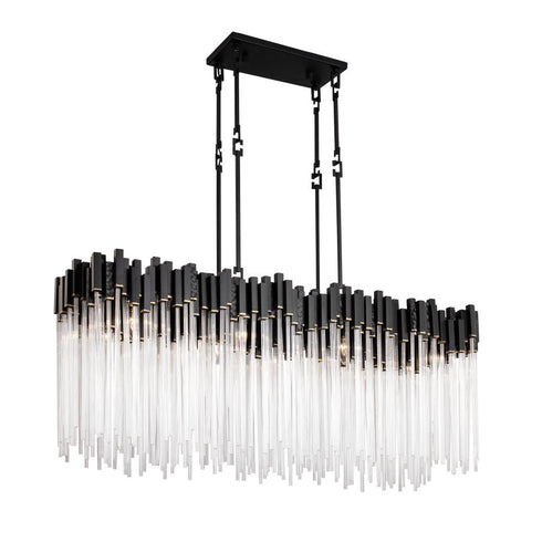 Varaluz Matrix 8 Light Linear Pendant Matte Blac Model: 309N08MBFG