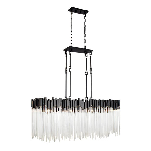 Varaluz Matrix 8 Light Linear Pendant Matte Blac Model: 309N08MBFG