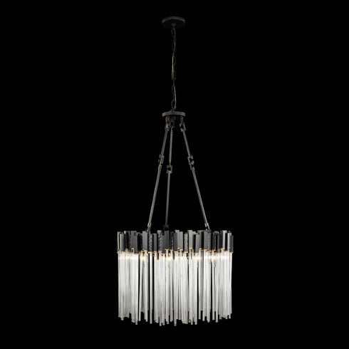 Varaluz Matrix 9 Light Pendant Matte Blac French Model: 309P09MBFG