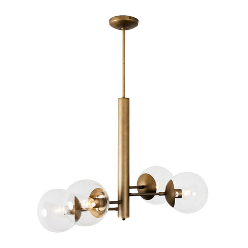 Varaluz Mid-Century Mid Century 4 Light Chandelier in Antique Brass Finish Model: 612700