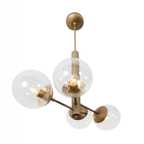 Varaluz Mid-Century Mid Century 4 Light Chandelier in Antique Brass Finish Model: 612700
