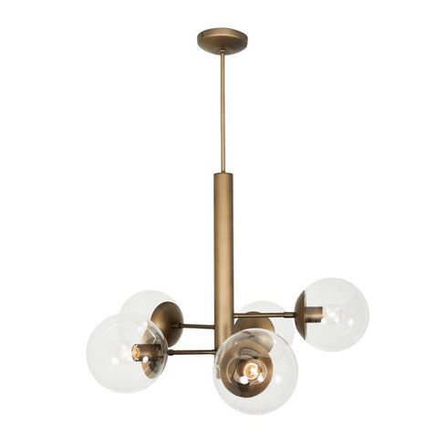 Varaluz Mid-Century Mid Century 5 Light Chandelier in Antique Brass Finish Model: 612710