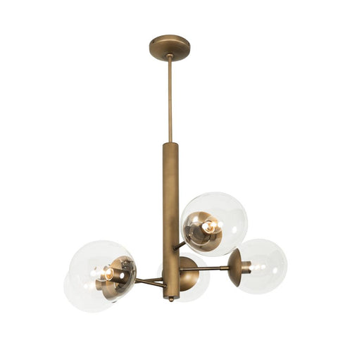 Varaluz Mid-Century Mid Century 5 Light Chandelier in Antique Brass Finish Model: 612710
