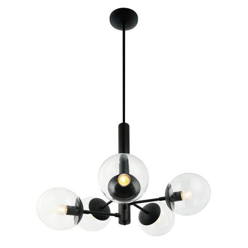 Varaluz Mid-Century Mid Century 5 Light Chandelier in Black Model: 373C05BL