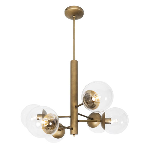 Varaluz Mid-Century Mid Century 6 Light Chandelier in Antique Brass Finish Model: 612720