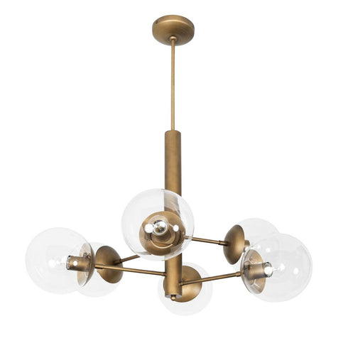 Varaluz Mid-Century Mid Century 6 Light Chandelier in Antique Brass Finish Model: 612720