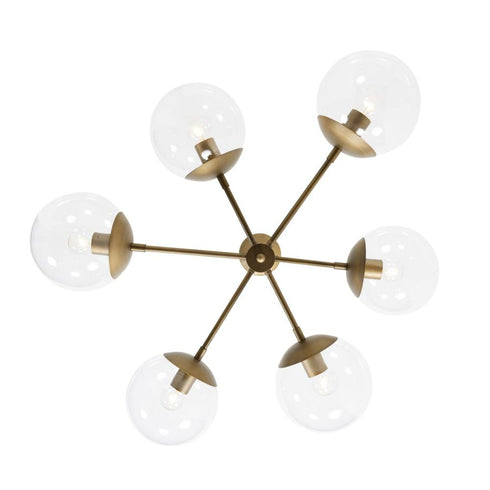Varaluz Mid-Century Mid Century 6 Light Chandelier in Antique Brass Finish Model: 612720