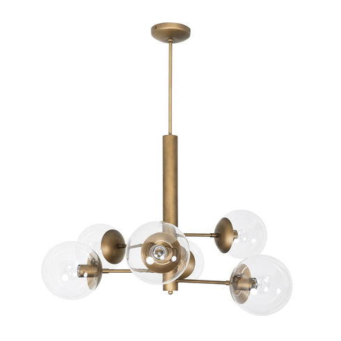 Varaluz Mid-Century Mid Century 6 Light Chandelier in Antique Brass Finish Model: 612720