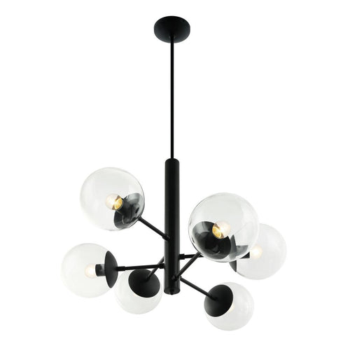 Varaluz Mid-Century Mid Century 6 Light Chandelier in Black Model: 373C06BL