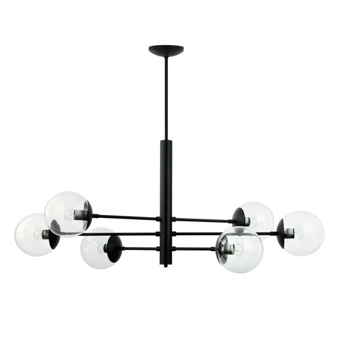 Varaluz Mid-Century Mid Century 6 Light Linear Pendant in Black Model: 373N06BL