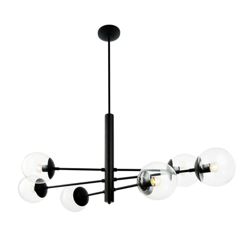 Varaluz Mid-Century Mid Century 6 Light Linear Pendant in Black Model: 373N06BL