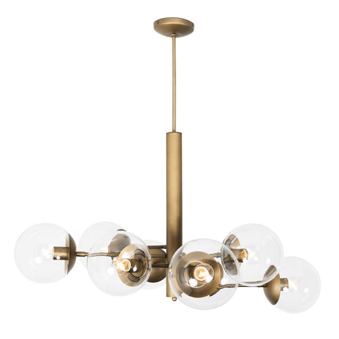 Varaluz Mid-Century Mid Century 8 Light Chandelier in Antique Brass Finish Model: 612730