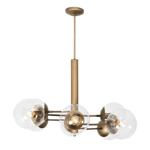 Varaluz Mid-Century Mid Century 8 Light Chandelier in Antique Brass Finish Model: 612730