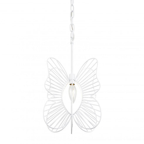 Varaluz Monarch Butterfly 1 Light Mini Pendant in White Model: 330M01WH
