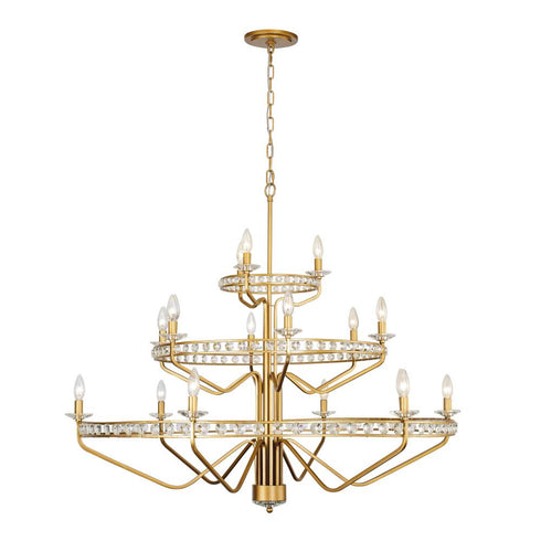 Varaluz Monroe 15 Light 3 Tier Chandelier Antique Model: 363C15AG