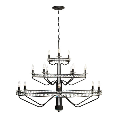 Varaluz Monroe 15 Light 3 Tier Chandelier Carbon Model: 363C15CB