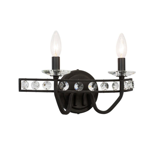 Varaluz Monroe 2 Light Crystal Bath Carbon Model: 363B02CB