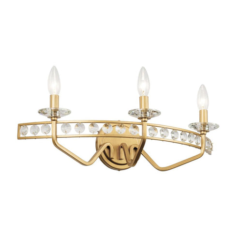 Varaluz Monroe 3 Light Crystal Bath Antique Gold Model: 363B03AG