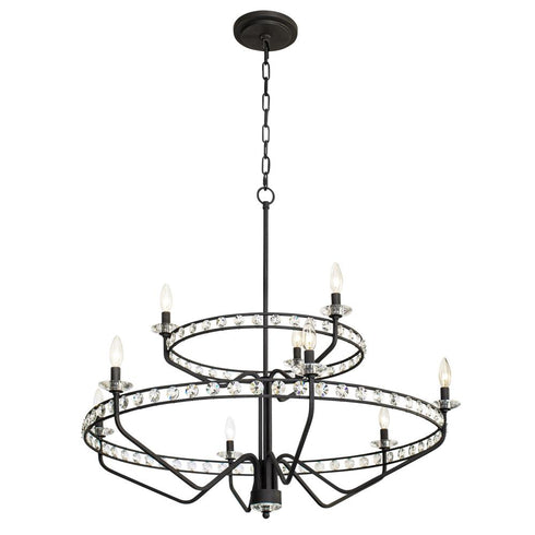 Varaluz Monroe 9 Light 2 Tier Chandelier Carbon Model: 363C09CB