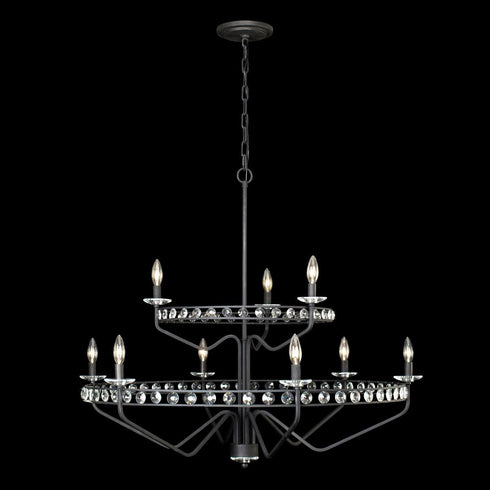 Varaluz Monroe 9 Light 2 Tier Chandelier Carbon Model: 363C09CB