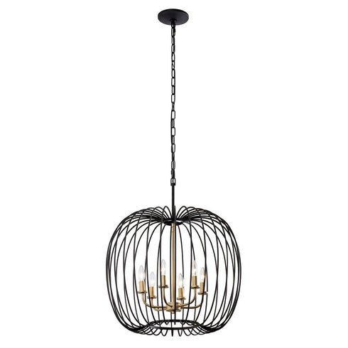 Varaluz Nico 6 Light Pendant Carbo Havana Gold Model: 375P06CBHG
