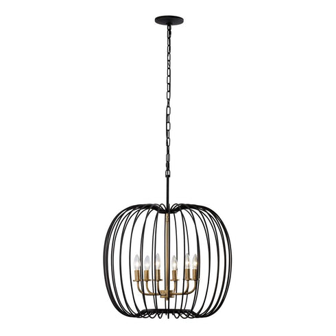 Varaluz Nico 6 Light Pendant Carbo Havana Gold Model: 375P06CBHG